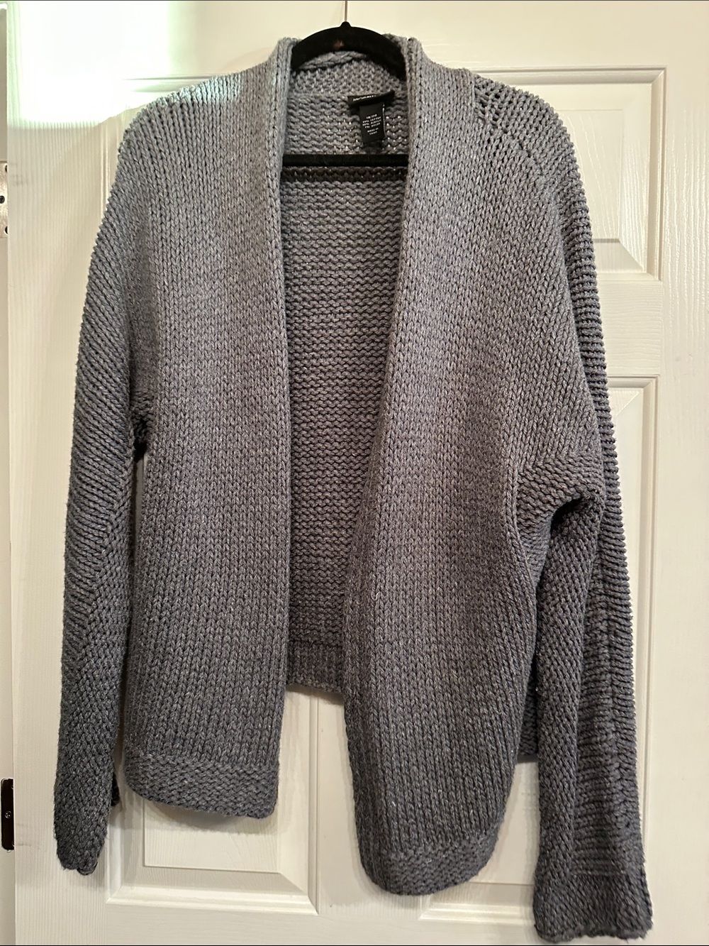 #34–Lane Bryant Gray Open-Front Chunky Knit Cardigan